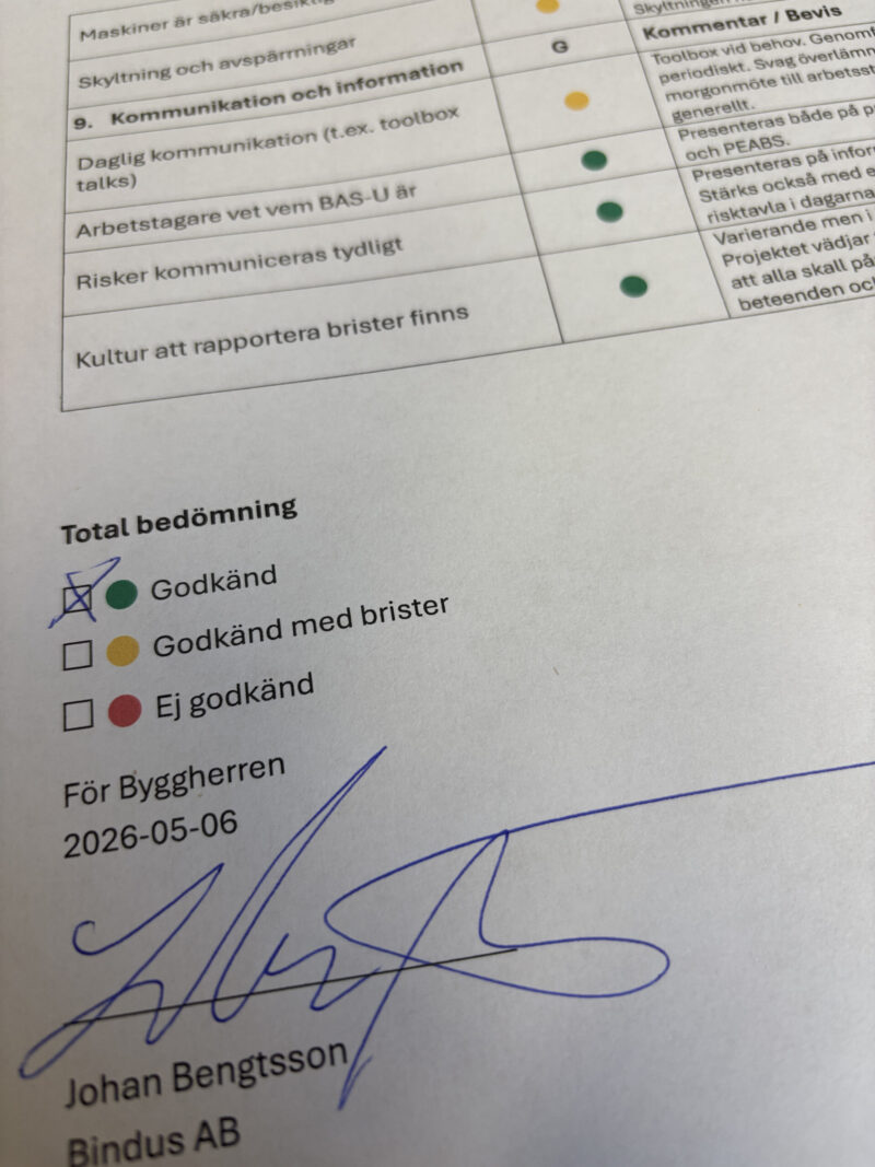 Protokoll levereras alltid och utgör kvitto på utförd kontroll.